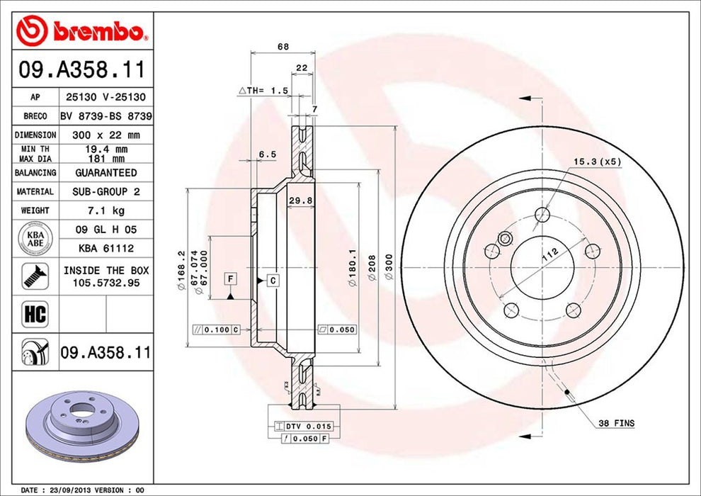 Rear Disc Brake Rotor for Mercedes-Benz CLS550 Base 2011 2010 2009 2008 2007 P-2271873