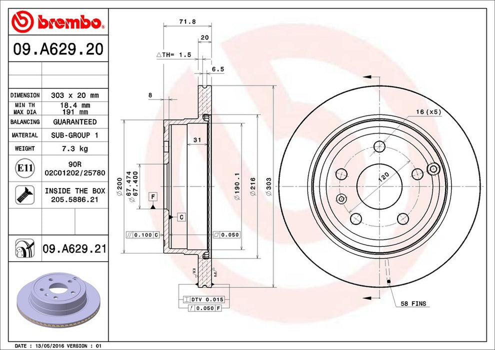 Rear Disc Brake Rotor for GMC Terrain 2017 2016 2015 2014 2013 2012 2011 2010 P-2272038