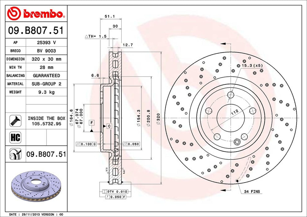 Front Disc Brake Rotor for Mercedes-Benz CLA250 2019 2018 2017 2016 2015 2014 P-2272589