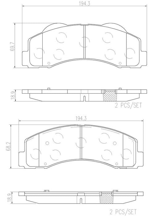 Front Disc Brake Pad Set for Ford Expedition 2021 2020 2019 2018 2017 2016 2015 2014 2013 2012 2011 2010 - Brembo P24166N