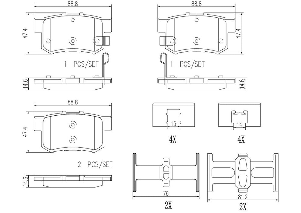 Rear Disc Brake Pad Set for Acura TL 1998 1997 P-2268591