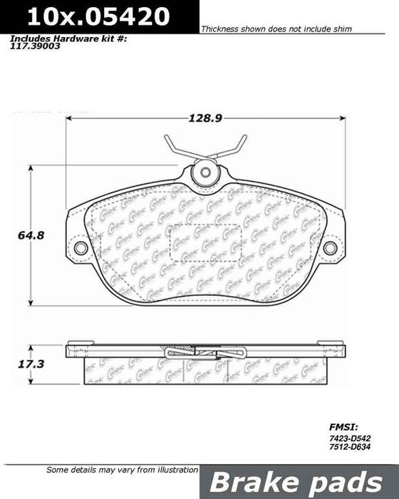 Front Disc Brake Pad Set for Volvo 960 1997 1996 1995 1994 1993 1992 - Centric 104.05420