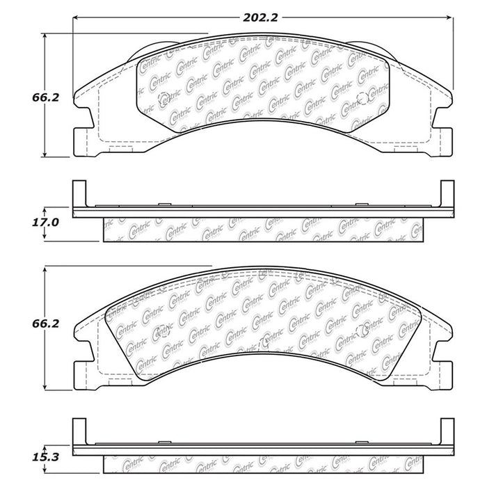 Rear Disc Brake Pad Set for Ford E-350 Super Duty 2021 2020 2019 2018 2017 2016 2015 2014 2013 2012 - Centric 106.13291