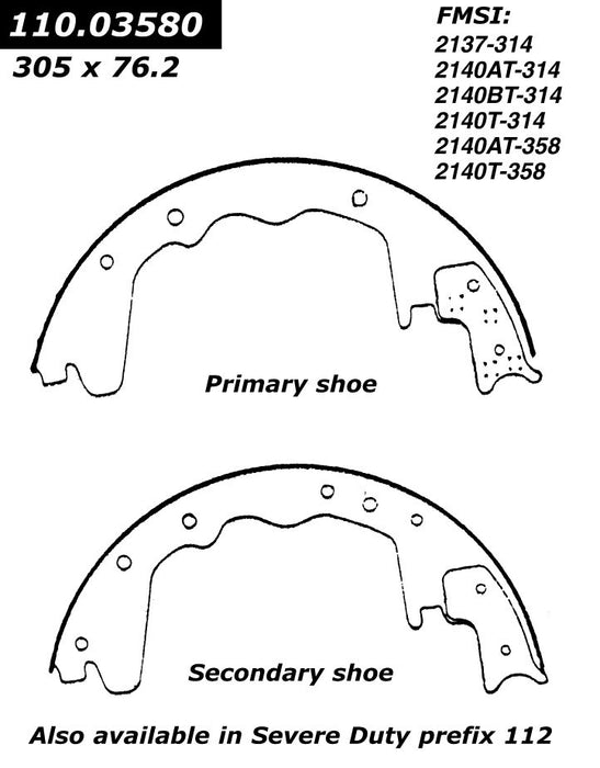 Rear Drum Brake Shoe for Dodge P200 1972 - Centric 111.03580