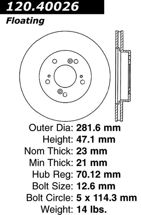 Front Disc Brake Rotor for Honda Odyssey 1998 1997 1996 1995 P-2409783