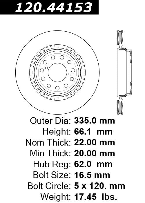 Rear Right/Passenger Side Disc Brake Rotor for Lexus LS600h 2016 2015 2014 2013 2012 2011 2010 2009 2008 P-2410316