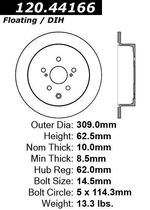 Rear Disc Brake Rotor for Lexus RX350 2015 2014 2013 2012 2011 2010 P-2410346