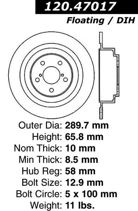 Rear Disc Brake Rotor for Subaru Outback 2004 2003 2002 2001 2000 P-2410578