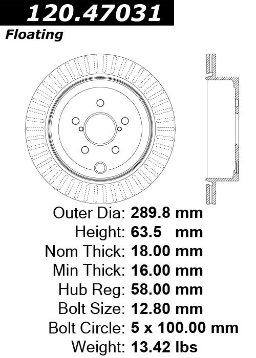 Rear Disc Brake Rotor for Subaru BRZ 2022 2020 2019 2018 2017 2016 2015 2014 2013 P-2410618