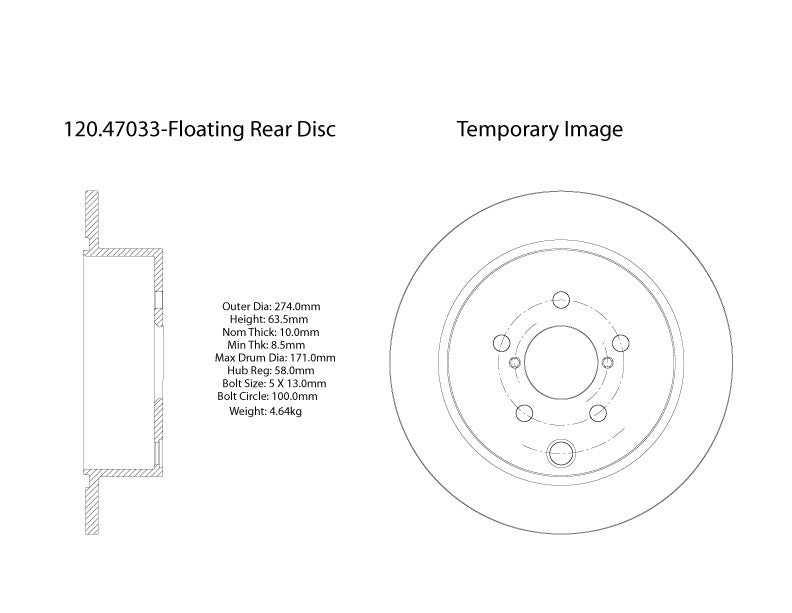 Rear Disc Brake Rotor for Subaru Forester 2.5L H4 2018 2017 2016 2015 2014 P-2410624