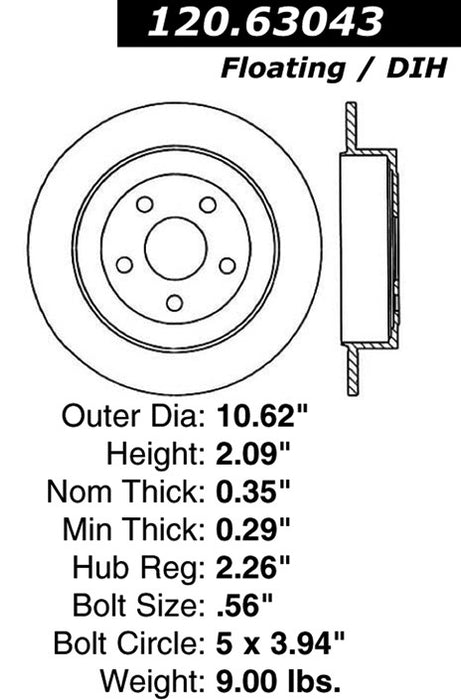 Rear Disc Brake Rotor for Dodge Neon 2005 2004 - Centric 120.63043