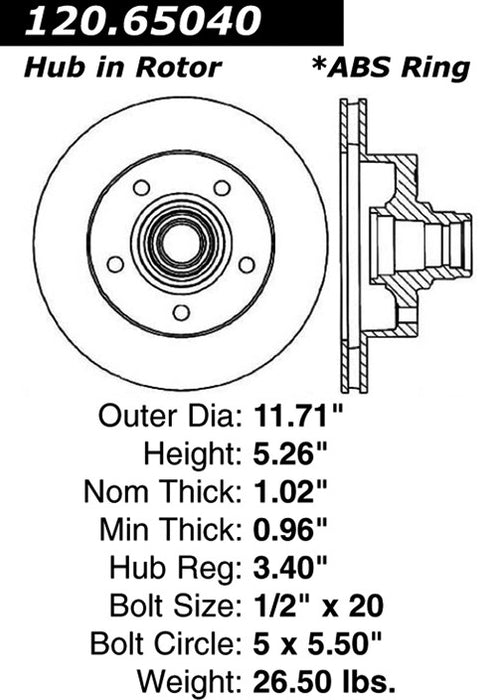 Front Disc Brake Rotor for Ford E-150 Econoline 2002 2001 2000 1999 1998 1997 1996 1995 1994 P-2411489