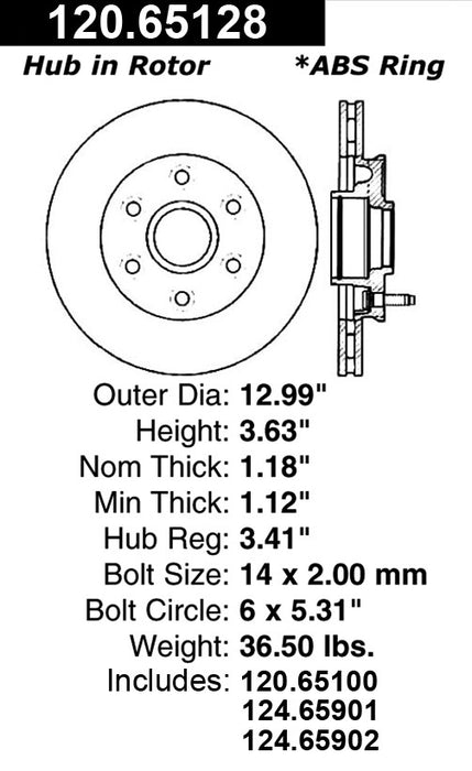 Front Disc Brake Rotor for Lincoln Mark LT RWD 2008 2007 2006 P-2411666