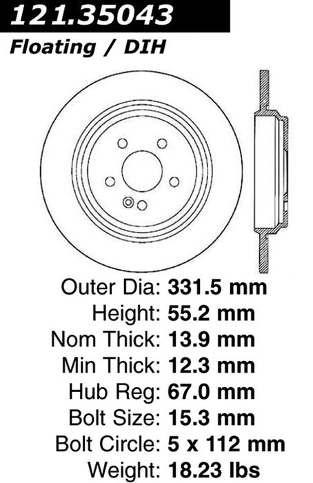 Rear Disc Brake Rotor for Mercedes-Benz ML55 AMG 2003 2002 2001 2000 P-2413488