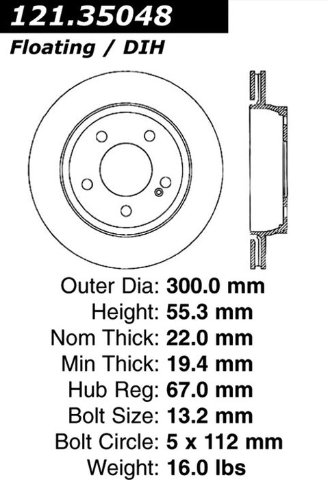 Rear Disc Brake Rotor for Chrysler Crossfire SRT-6 2006 2005 P-2413498