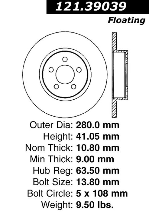 Rear Disc Brake Rotor for Volvo S40 2012 2011 2010 2009 2008 2007 2006 2005 2004 P-2414000