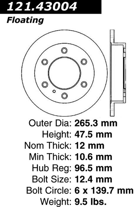 Rear Disc Brake Rotor for Isuzu Amigo 1993 1992 1991 1990 1989 - Centric 121.43004