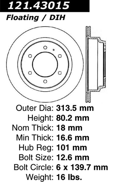 Rear Disc Brake Rotor for Honda Passport 3.2L V6 2002 2001 2000 1999 1998 1997 1996 1995 1994 P-2414556