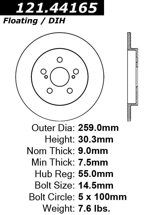 Rear Disc Brake Rotor for Toyota Prius Plug-In 2015 2014 2013 2012 P-2414871