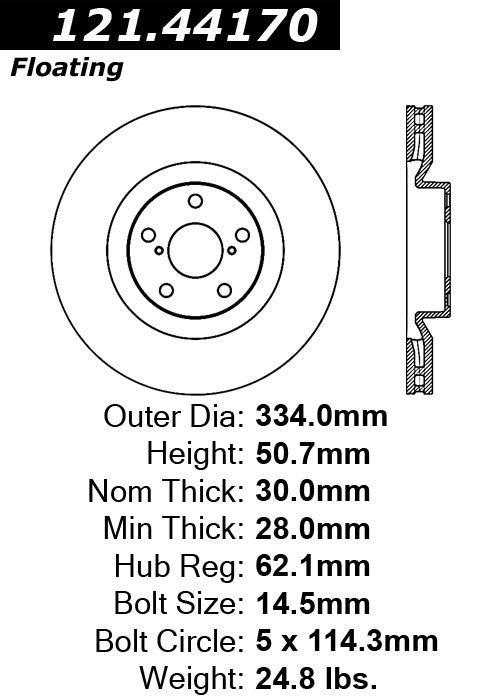 Front Left/Driver Side Disc Brake Rotor for Lexus IS350 2011 2010 2009 P-2414884