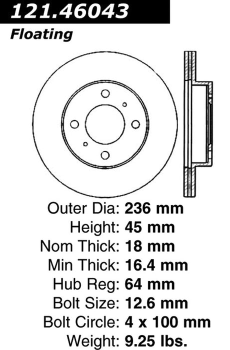 Front Disc Brake Rotor for Dodge Colt 1995 1994 1993 - Centric 121.46043