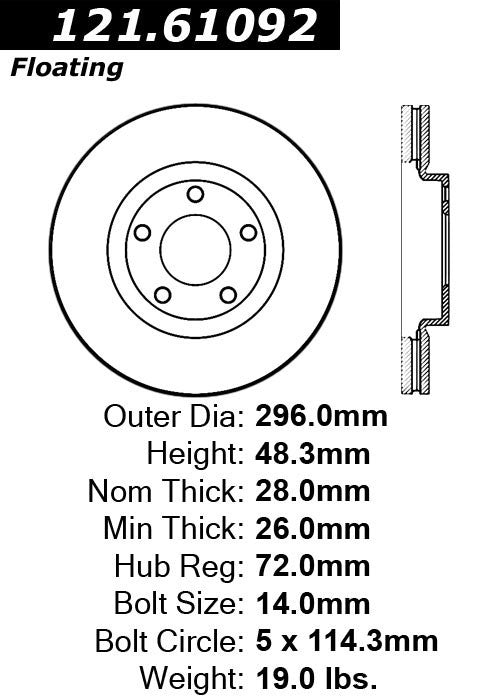 Front Disc Brake Rotor for Ford Edge FWD 2008 2007 P-2415869