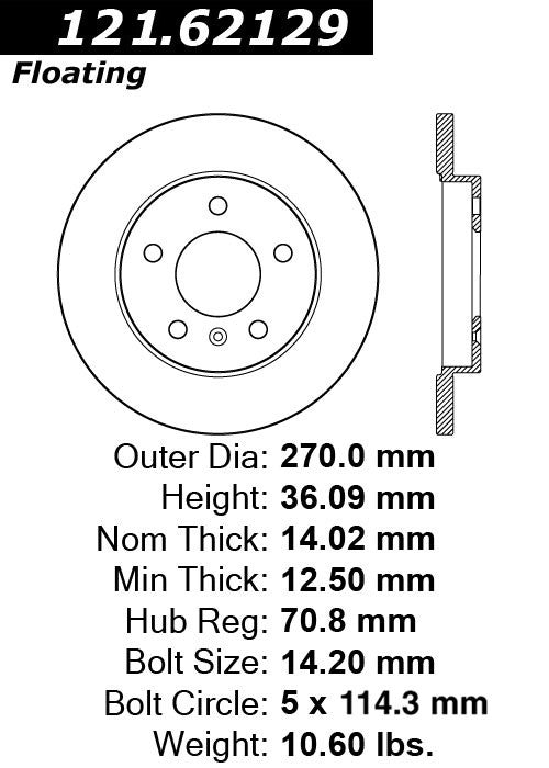 Rear Disc Brake Rotor for Chevrolet Impala Limited 2016 2015 2014 P-2416477