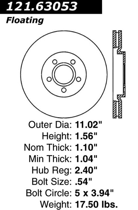 Front Disc Brake Rotor for Dodge Neon SRT-4 2005 2004 2003 P-2416738