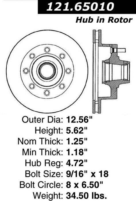 Front Disc Brake Rotor for Ford E-250 Econoline Club Wagon 1985 1984 P-2416835