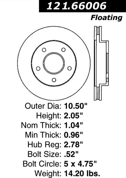 Front Disc Brake Rotor for Chevrolet S10 Blazer 4WD 1994 1993 1992 1991 1990 1989 1988 1987 1986 1985 1984 1983 - Centric 121.66006