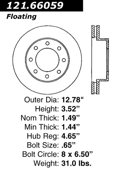 Front Disc Brake Rotor for GMC Sierra 3500 HD 2010 2009 2008 2007 P-2417687