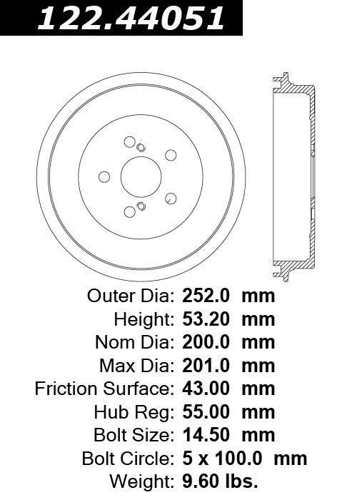 Rear Brake Drum for Toyota Prius 2009 P-2418316