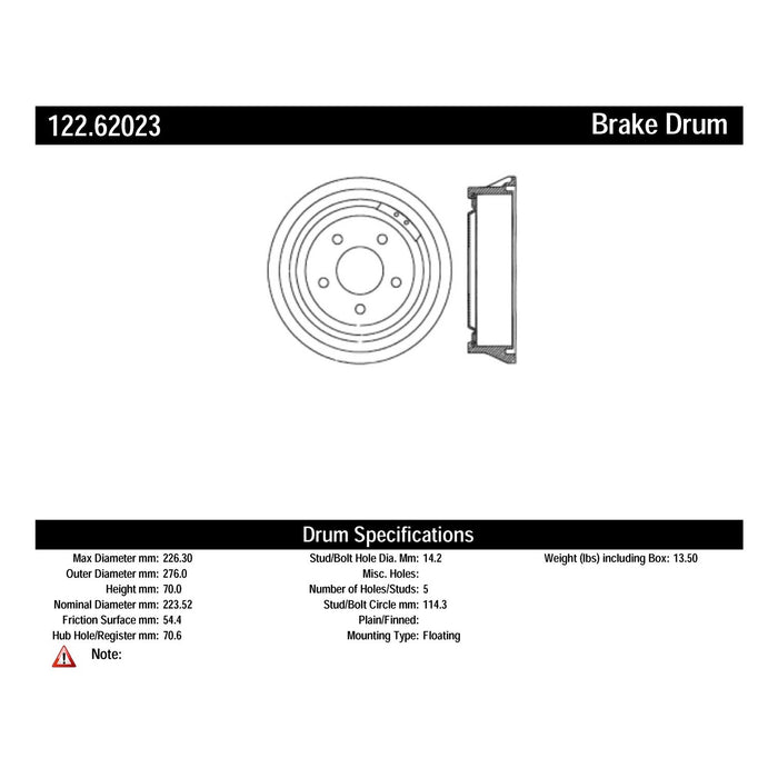 Rear Brake Drum for Oldsmobile LSS 1999 1998 1997 1996 - Centric 122.62023