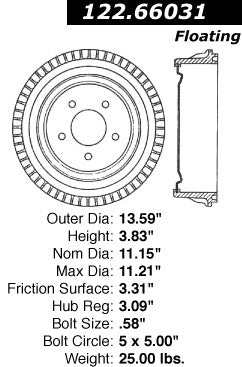 Rear Brake Drum for Chevrolet Suburban 1500 RWD 2000 P-2418786