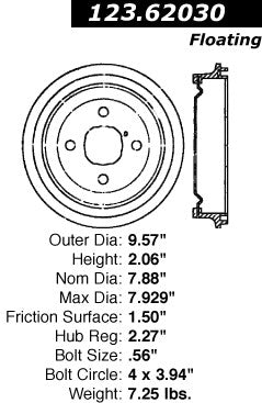 Rear Brake Drum for Saturn SC1 2002 2001 2000 1999 1998 1997 1996 1995 1994 1993 P-2419591