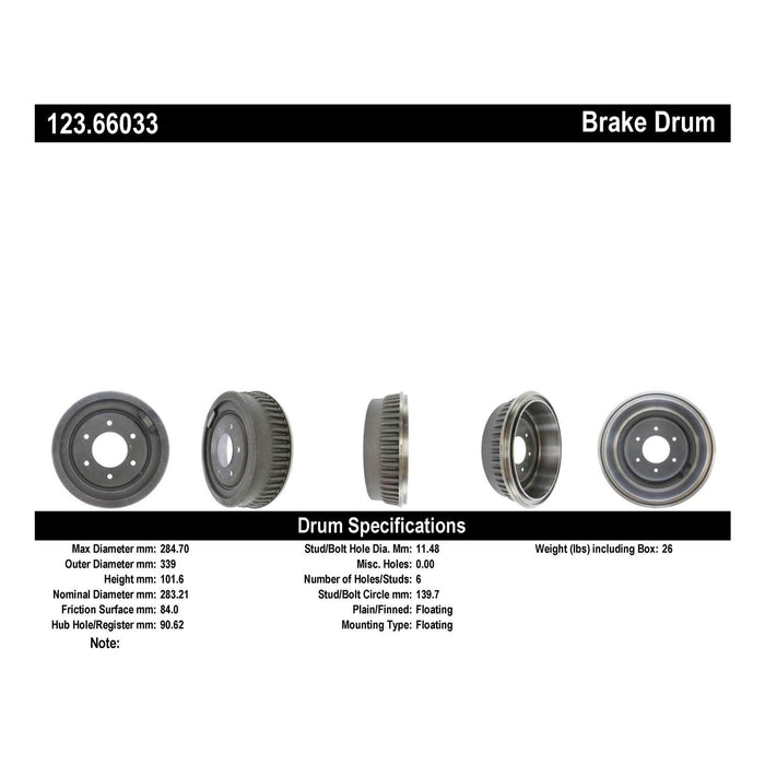 Rear Brake Drum for GMC K15 1978 1977 1976 1975 - Centric 123.66033