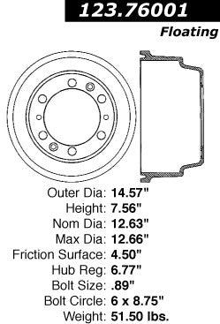 Rear Brake Drum for Chevrolet LCF 3500HD 2017 2016 P-2420579