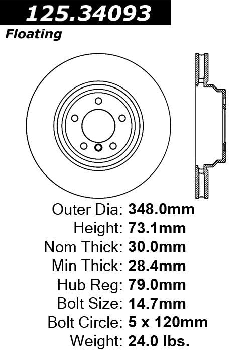 Front Disc Brake Rotor for BMW X1 xDrive35i 2015 2014 2013 P-2421292