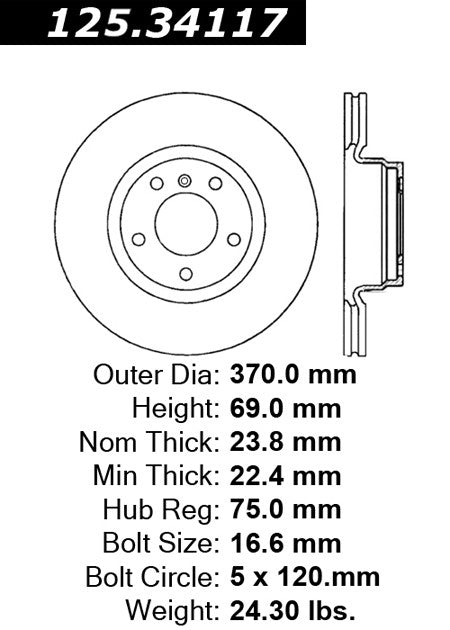 Rear Disc Brake Rotor for BMW Alpina B7 2015 2014 2013 2012 2011 P-2421362