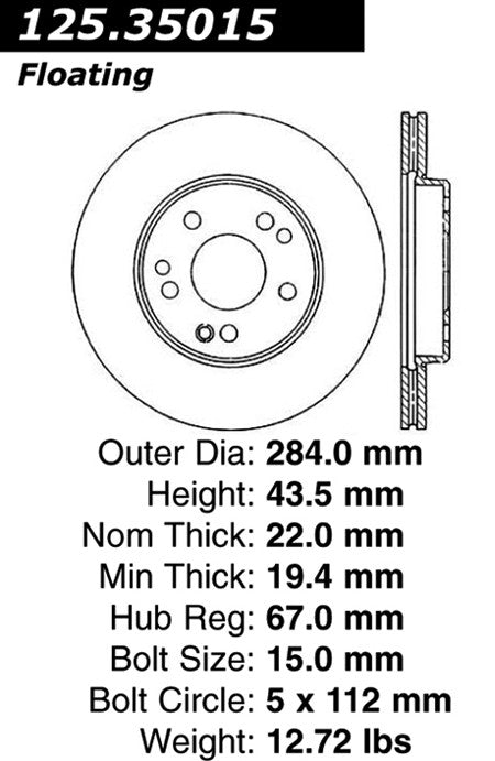 Front Disc Brake Rotor for Mercedes-Benz E300 1995 P-2421622