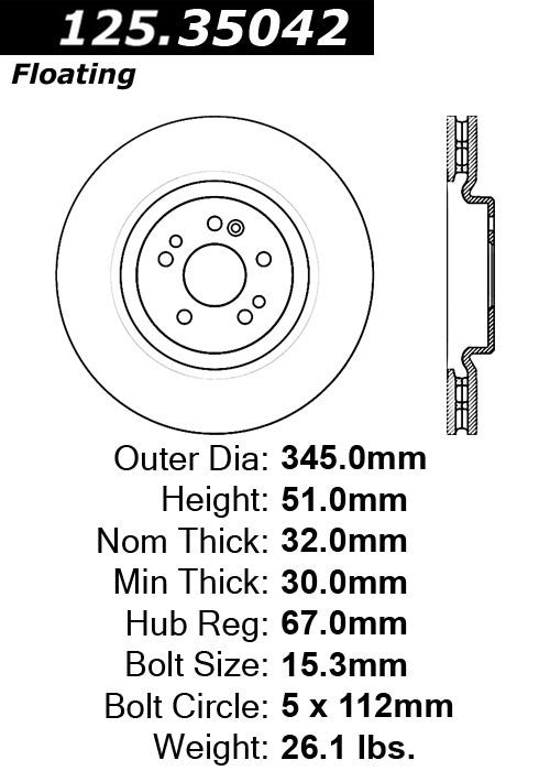 Front Disc Brake Rotor for Mercedes-Benz ML430 2001 2000 P-2421683