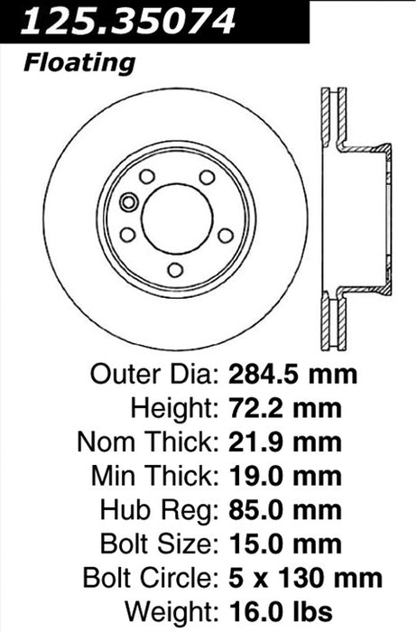 Front Disc Brake Rotor for Dodge Sprinter 3500 2006 2005 2004 2003 - Centric 125.35074