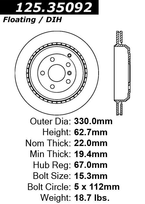 Rear Disc Brake Rotor for Mercedes-Benz ML450 2011 2010 P-2421831