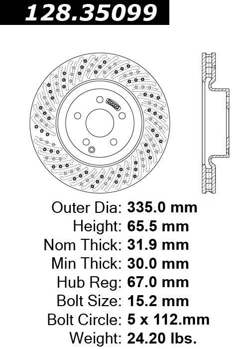 Front Disc Brake Rotor for Mercedes-Benz S550 RWD Base 2011 2010 2009 2008 2007 - Centric 128.35099