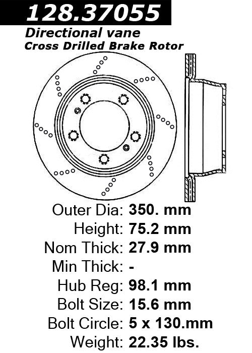 Rear Right/Passenger Side Disc Brake Rotor for Porsche 911 2013 2012 2008 2007 1996 1985 1984 1983 P-2431046