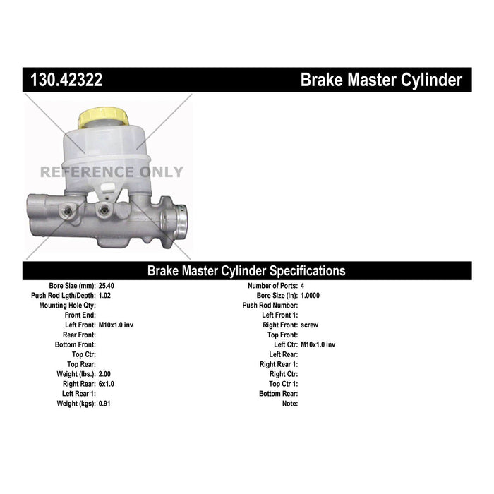 Brake Master Cylinder for Nissan Xterra 2002 2001 2000 - Centric 130.42322
