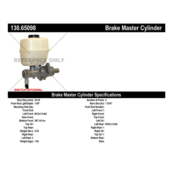 Brake Master Cylinder for Ford F-250 Super Duty GAS 2006 2005 - Centric 130.65098