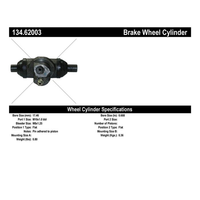 Rear Drum Brake Wheel Cylinder Premium Line for Chevrolet Citation 1983 1982 1981 1980 - Centric 134.62003