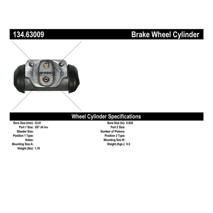 Rear Drum Brake Wheel Cylinder Premium Line for Chrysler Imperial 1964 1963 - Centric 134.63009