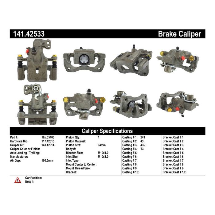 Rear Right/Passenger Side Disc Brake Caliper for Nissan Altima 2001 2000 1999 1998 1997 1996 1995 1994 1993 P-1169366